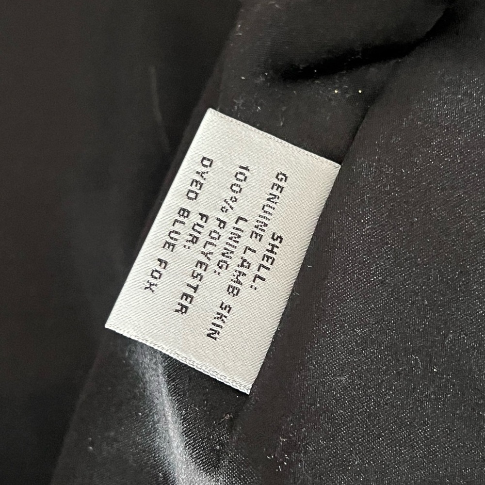 Preston &York Elegant Black Fox Fur-Trimmed Women's Jacket Lamb Skin 100% shell - Picture 4 of 4